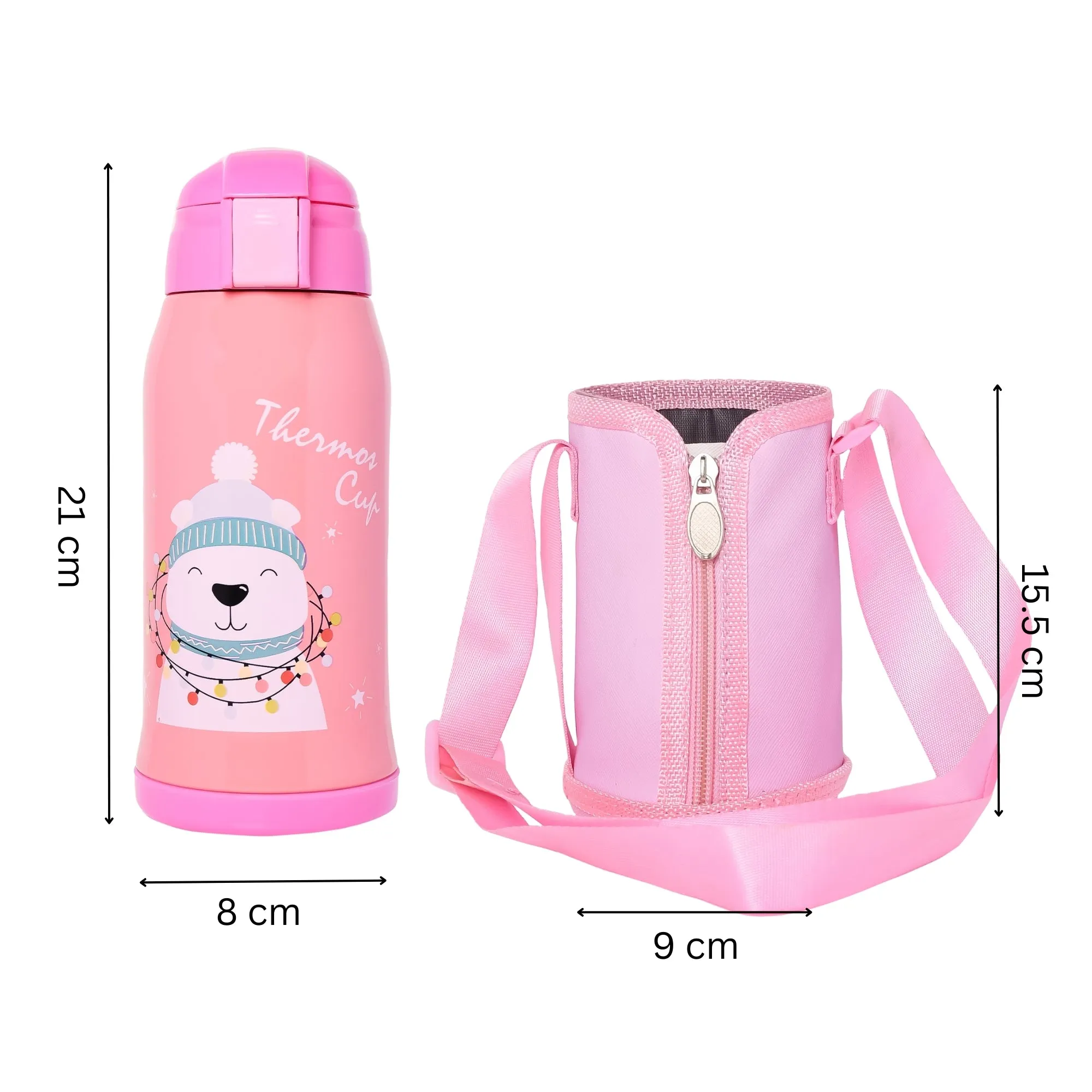 THE LITTLE LOOKERS Stainless Steel Insulated Sipper Bottle with Pop up Straw & Cover for Kids (550ml)