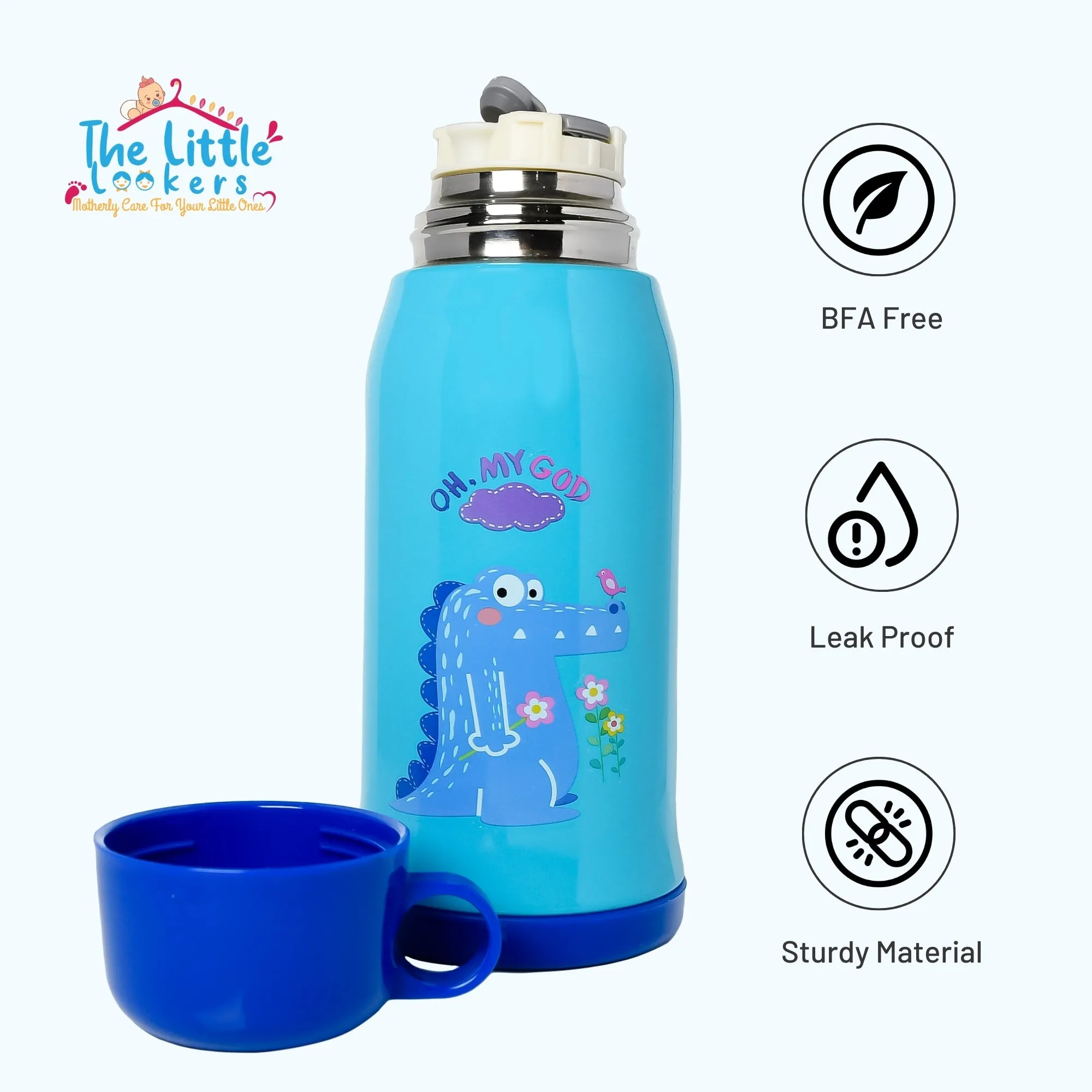 THE LITTLE LOOKERS Stainless Steel Insulated Sipper Bottle with Pop up Straw & Cover for Kids (550ml)