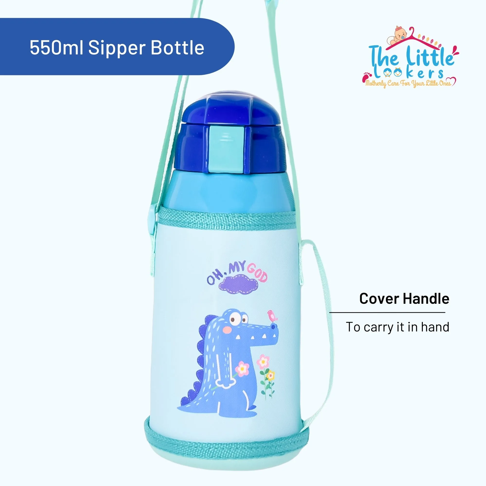 THE LITTLE LOOKERS Stainless Steel Insulated Sipper Bottle with Pop up Straw & Cover for Kids (550ml)