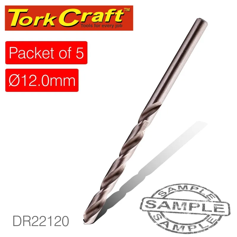 TORK CRAFT DRILL HSS 12.0MM 135DEG 5 PACK INDUSTRIAL BIT DR22120