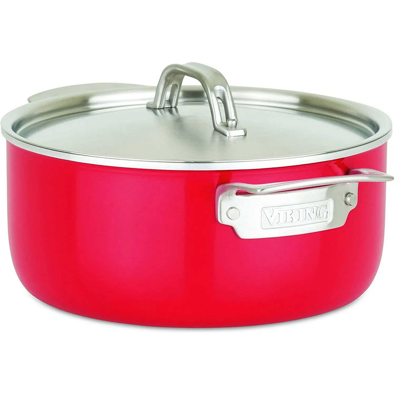 Viking 2-Ply 11pc Cookware Set, Stainless Steel Lids, Red