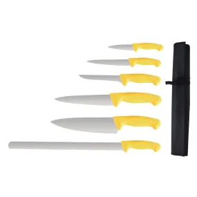 Vogue Yellow Handle 6 Piece Knife Set with Wallet - S852