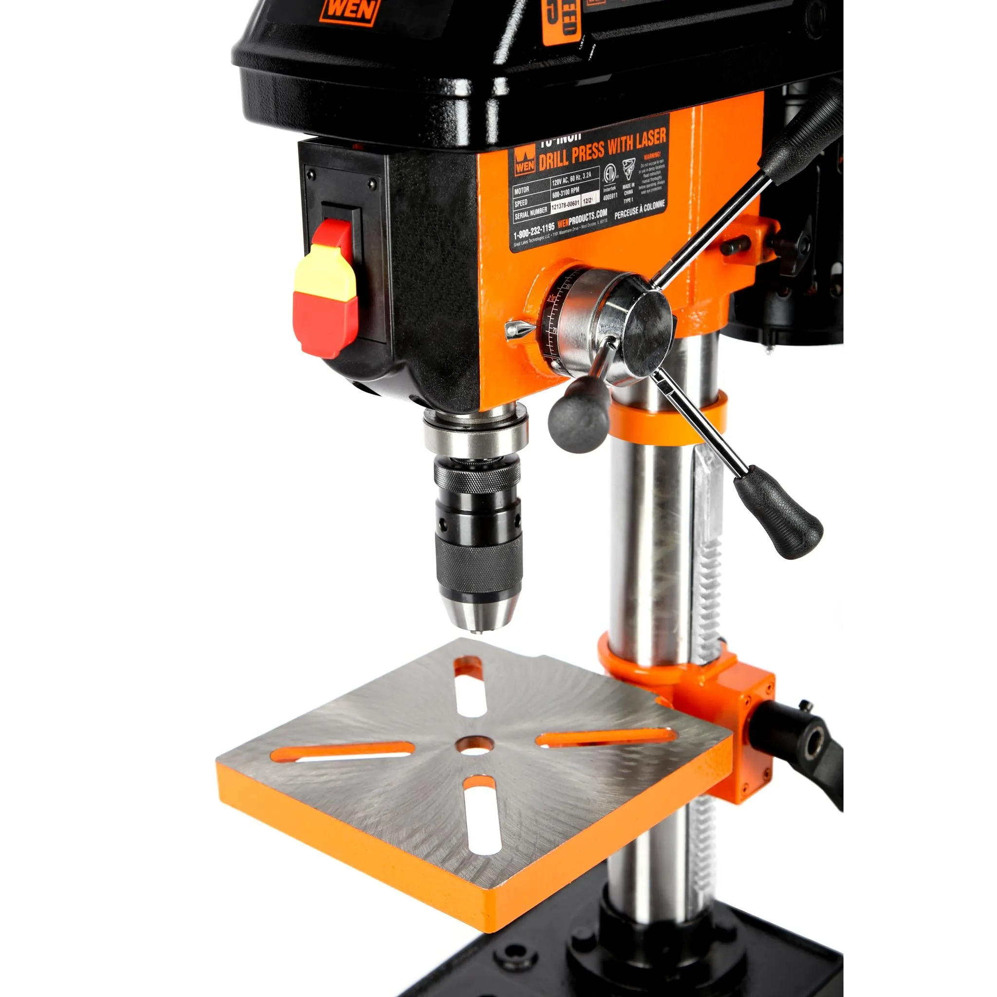 WEN 4211 3.2-Amp 10-Inch 5-Speed Cast Iron Benchtop Drill Press with Laser and Keyless Chuck