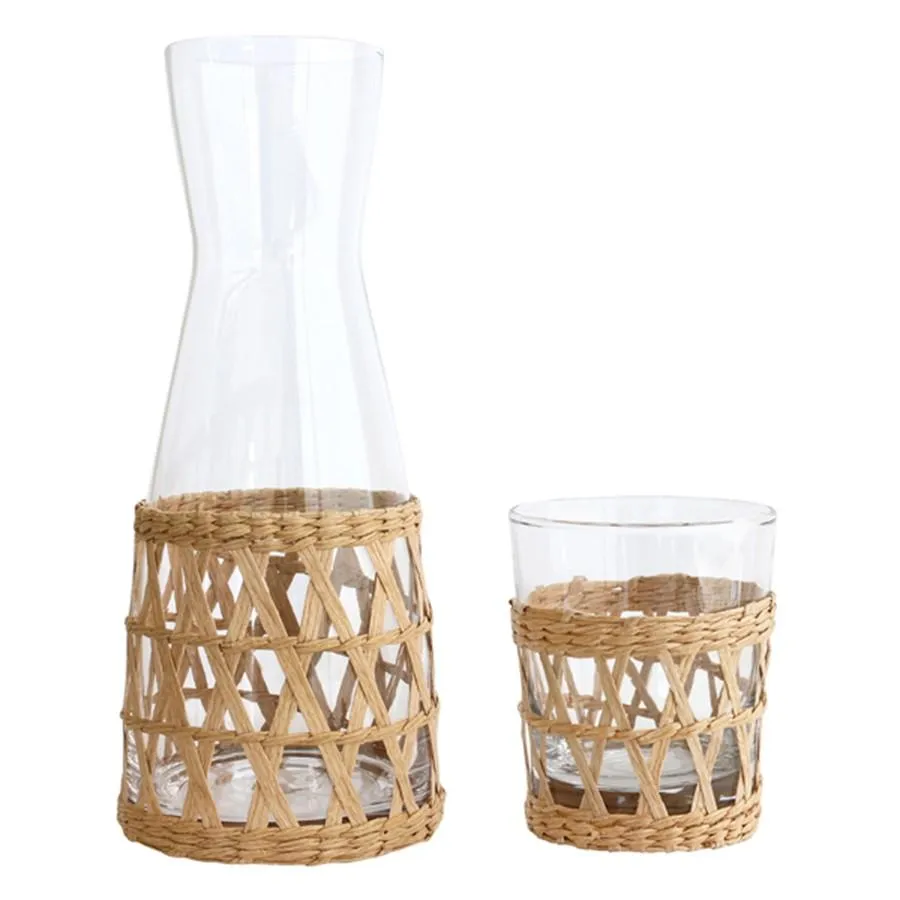 Wicker glass carafe 25x11